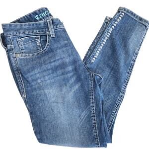 Cruel Denim Abby skinny crop jeans size 27/3 chevron embroidery